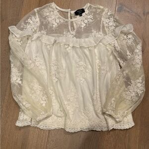Lace and ruffle blouse size small